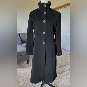 St. John long coat angora black gold decorative buttons size 6